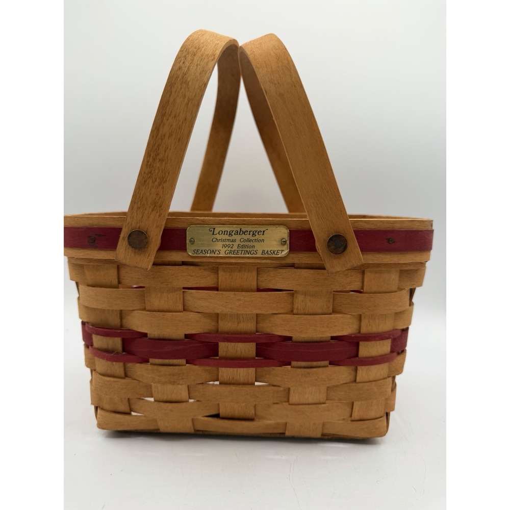 🎄 Longaberger 1992 Season's Greetings Red Basket 🧺❤️